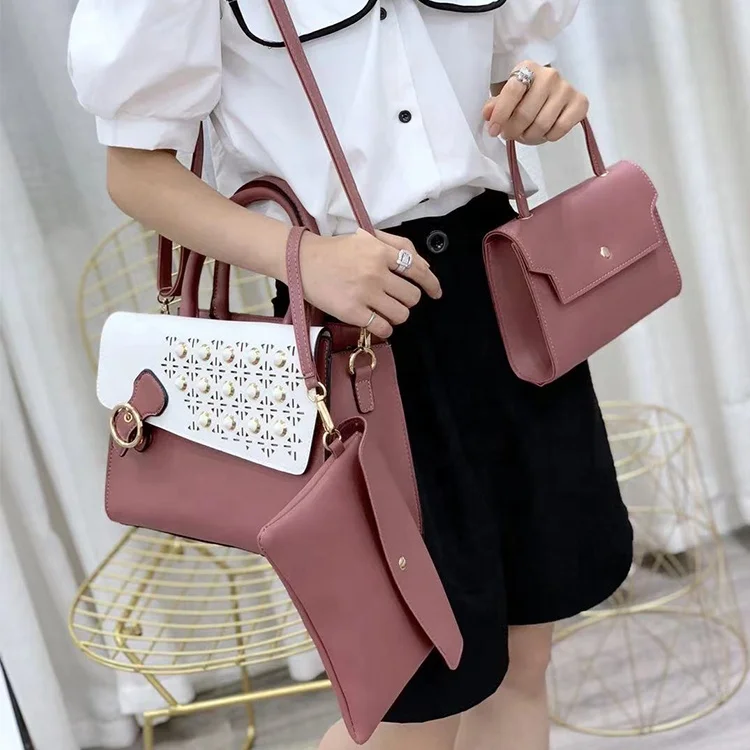 
Hot sale new products 3pcs leather handbag ladies shoulder purse shopping wholesale bags casual women bag pu 
