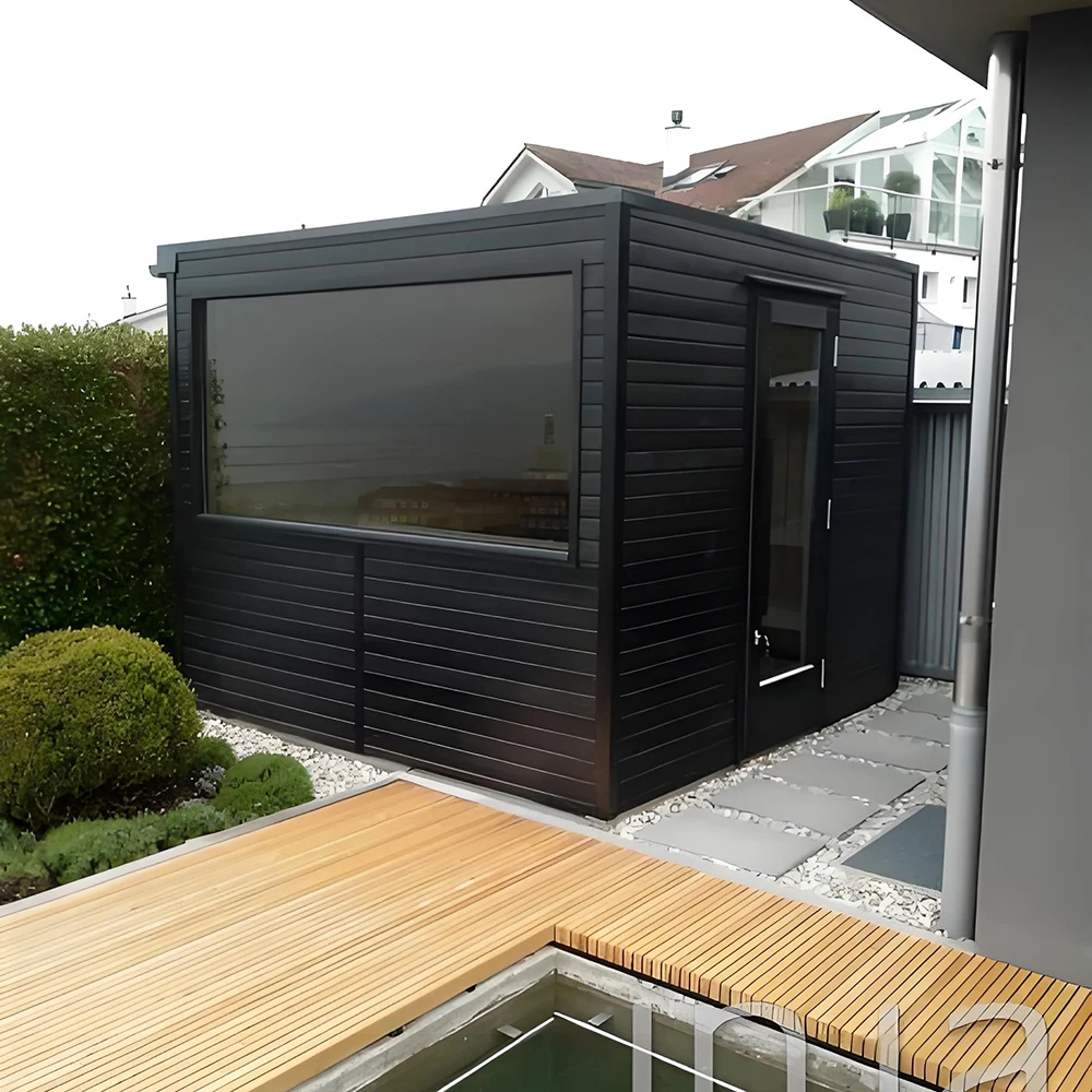 Custom Modern Panoramic Spa Steam Sauna Cabin Outdoor Traditional Solid Wood Wet Steam Computer Control Panel 9kw Electric