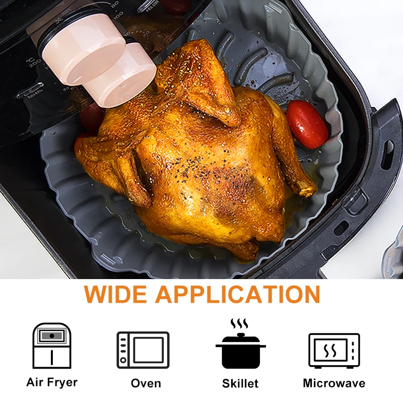 8 Inch Food Safe Non-stick Reusable Airfryer Silicone Pot Basket Silicone Air Fryer Liners