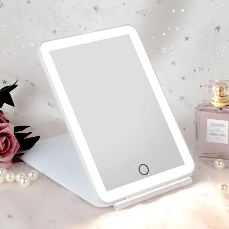portable folding vanity cosmetic mirror sublimation led makeup travel compact mirror