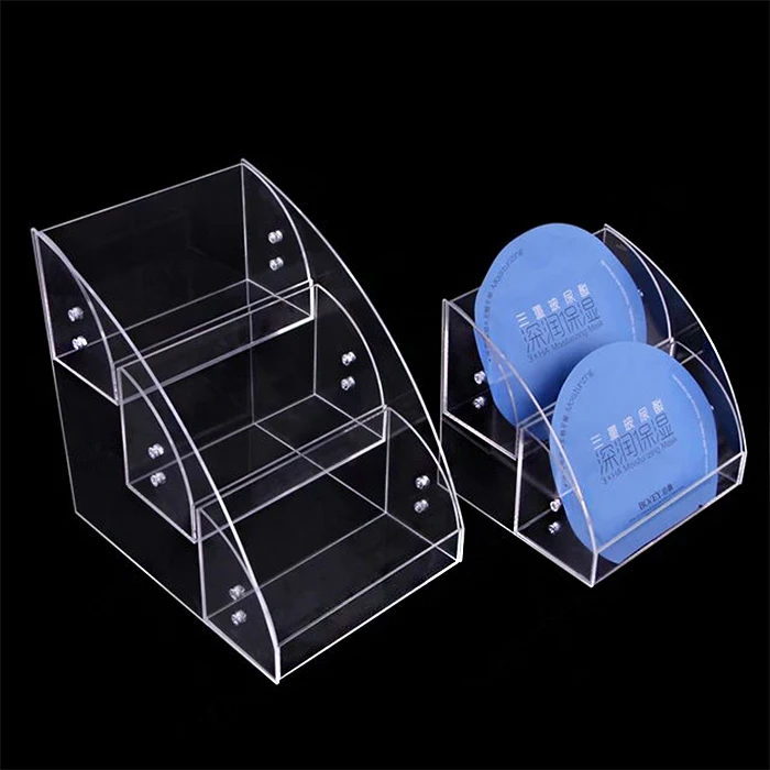Custom Assembly Clear Acrylic Facial Masque Display Stand Lucite Cosmetic Organizer For Makeup Shop