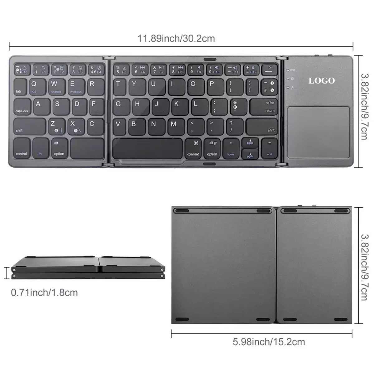 Hot Sale Foldable Bluetooth Keyboard With Touchpad 78 Keys Mini 3-Fold And Mouse Touch Pad Wireless Keyboard for PC for Mobile