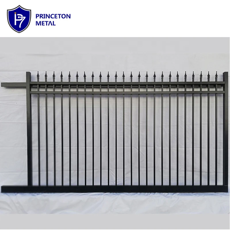 Black tubular Aluminum Spaced Picket Classic Spear Top Flat-top Decorative fence entry Gate for Los Angeles
