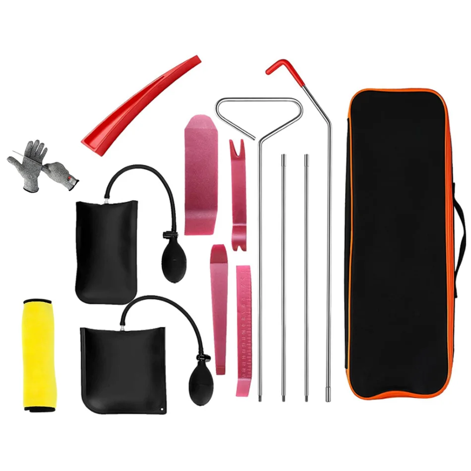 Professional Automotive Car Tool Kit 15PCS Includes Air Wedge Long Reach Grabber  Wedges  Emergency Cars Tool Kit