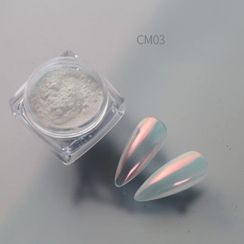 Super Shinning Metallic Mirror Chrome Fine White Pearl Pigment Chrome Moonlight Nail Powder for Nail Art Salon
