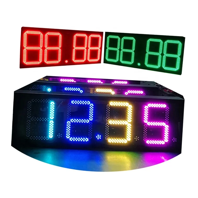 Outdoor Waterproof RF Remote Control RGB Led Gas Station Price Digits Display Board Led Price Sign Screen