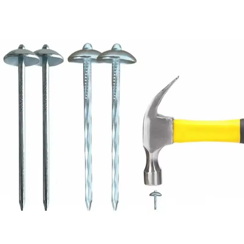 Galvanized umbrella head roofing nails with washer twisted corrugated roofing nails Galvanized Twisted Shank