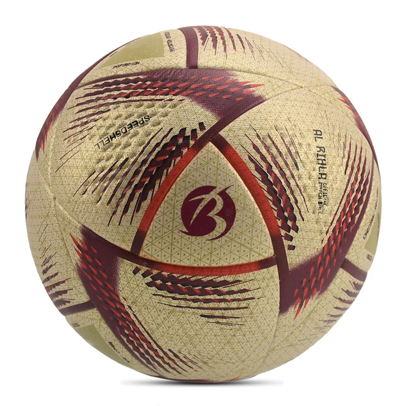 Classic Red Design Final Ball Size 5 Pu Thermal Bonded Football With Butyl Liner Competition Quality Football