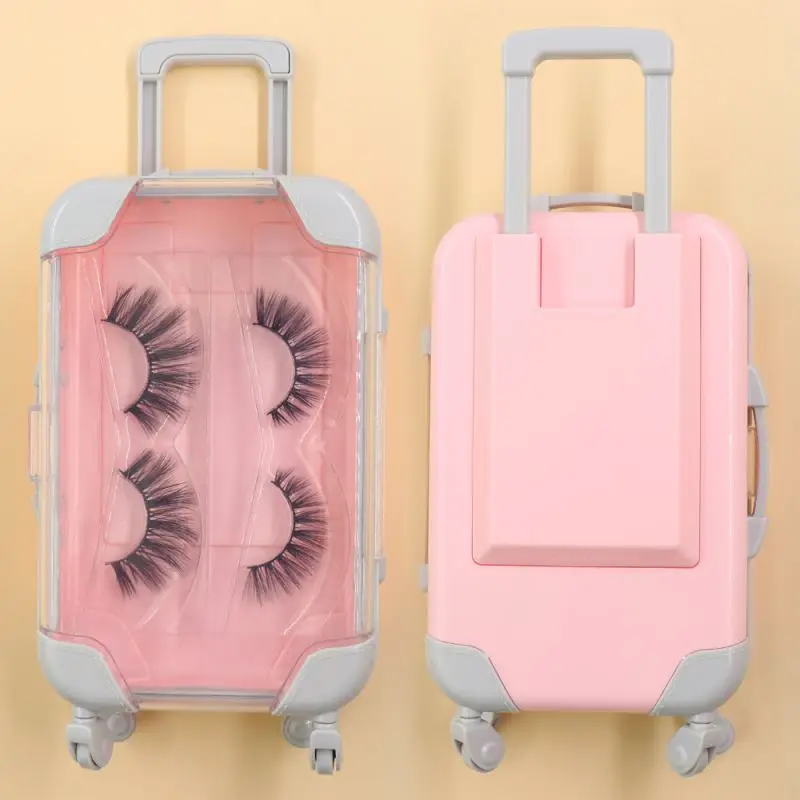 Customized mini luggage case for lashes pink color lash boxes lash luggage