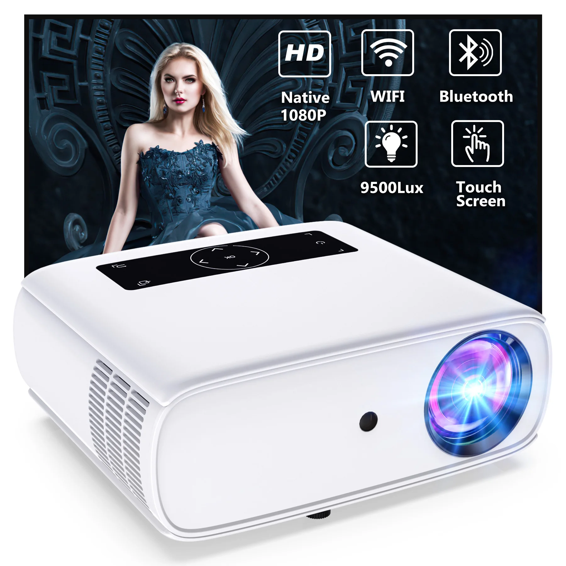 Factory Supply Mini Home Projector 1080p Wifi Hd Led Home Theater Portable Projector