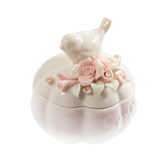 OEM Custom fashion home decor high trinket box quality handmade 3d floral design gift jewelry box