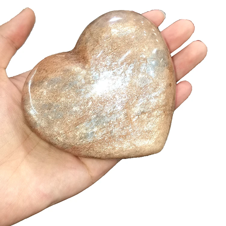 Wholesale Natural Healing Sunstone Heart Polished  Sunstone Quartz Heart Crystal Craft Sunstone Heart For  Decoration