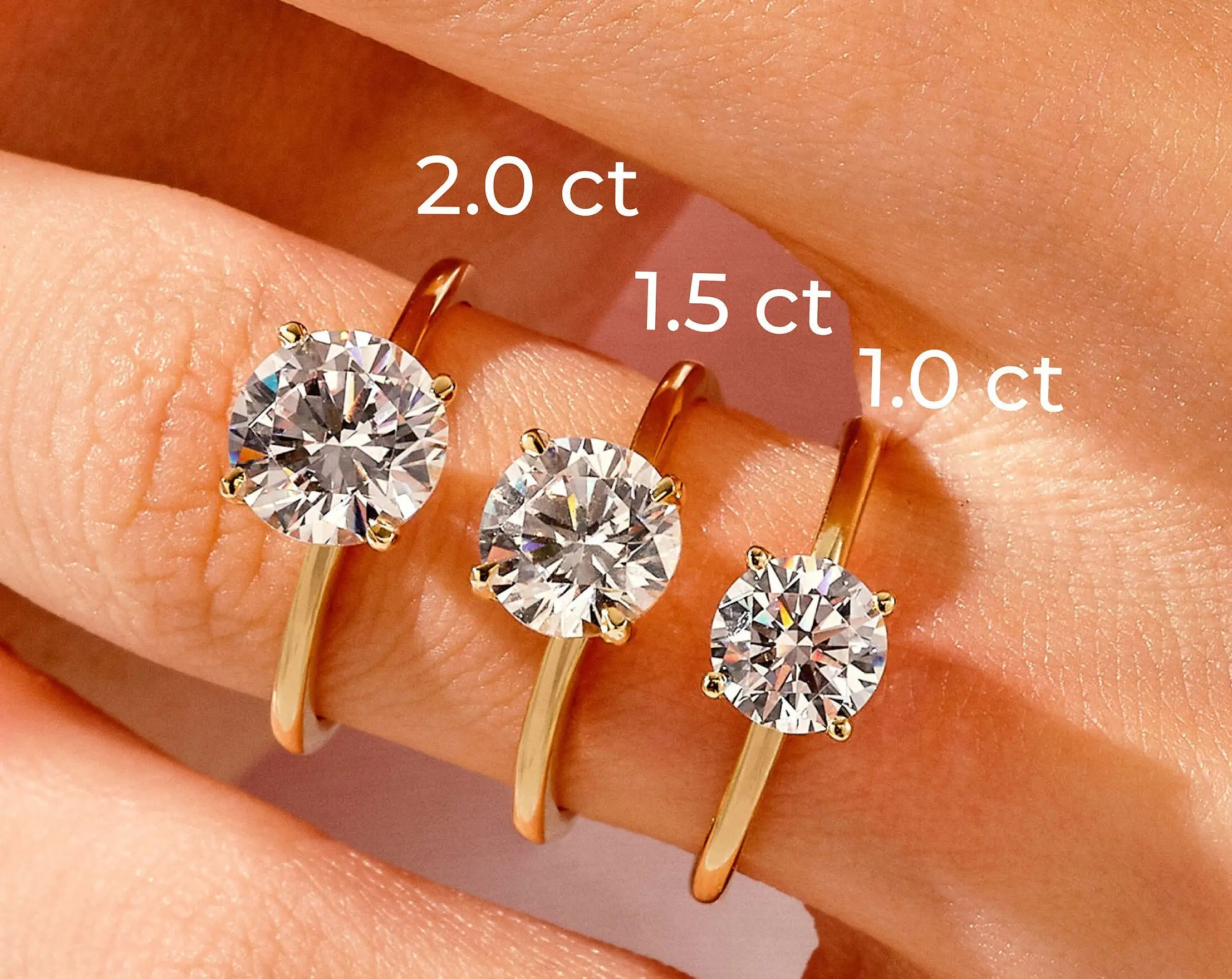 1 CT - 2 CT Round Cut Diamond Engagement Ring 14k 18k Solid Gold Diamond Ring 4-Prong Solitaire Diamond Ring