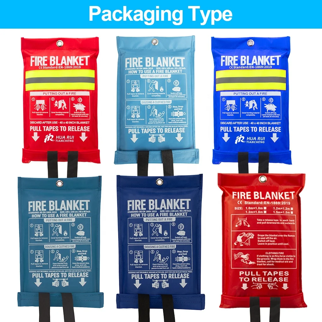 2m x 2m 100% Fiberglass cloth fireproof emergency safety grey silicone coated fire blanket