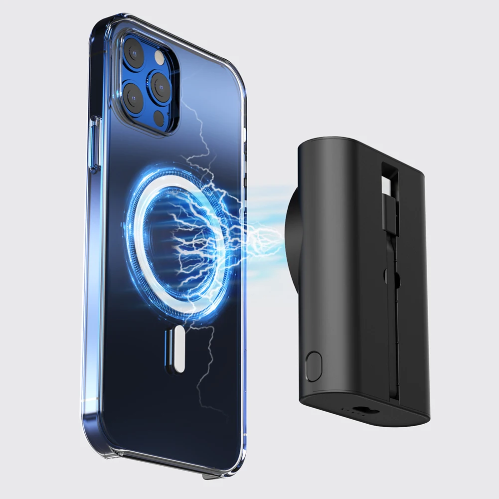 2023 трендовые товары Новые Поступления магнитная Беспроводная зарядка power bank Встроенный кабель Type-C зарядное устройство для телефона портативный мини-Банк