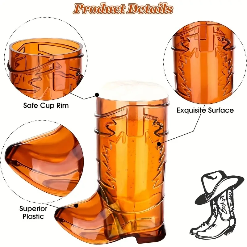 Reusable Mini Cowboy Boot Shot Glasses Western Cowboy Beer Mugs Cool Party Cups Brown Cowboy Cowgirl Party Decorations Supplies