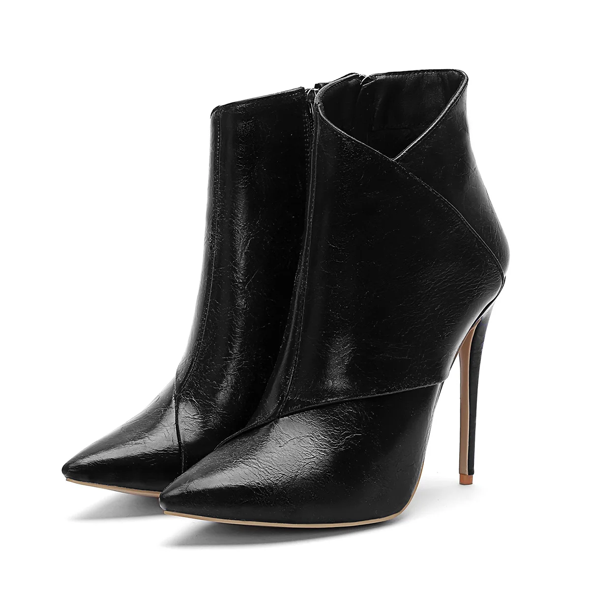 Ботильоны женские на высоком металлическом каблуке, полусапожки с острым носком, высокий металлический каблук-шпилька, большие размеры