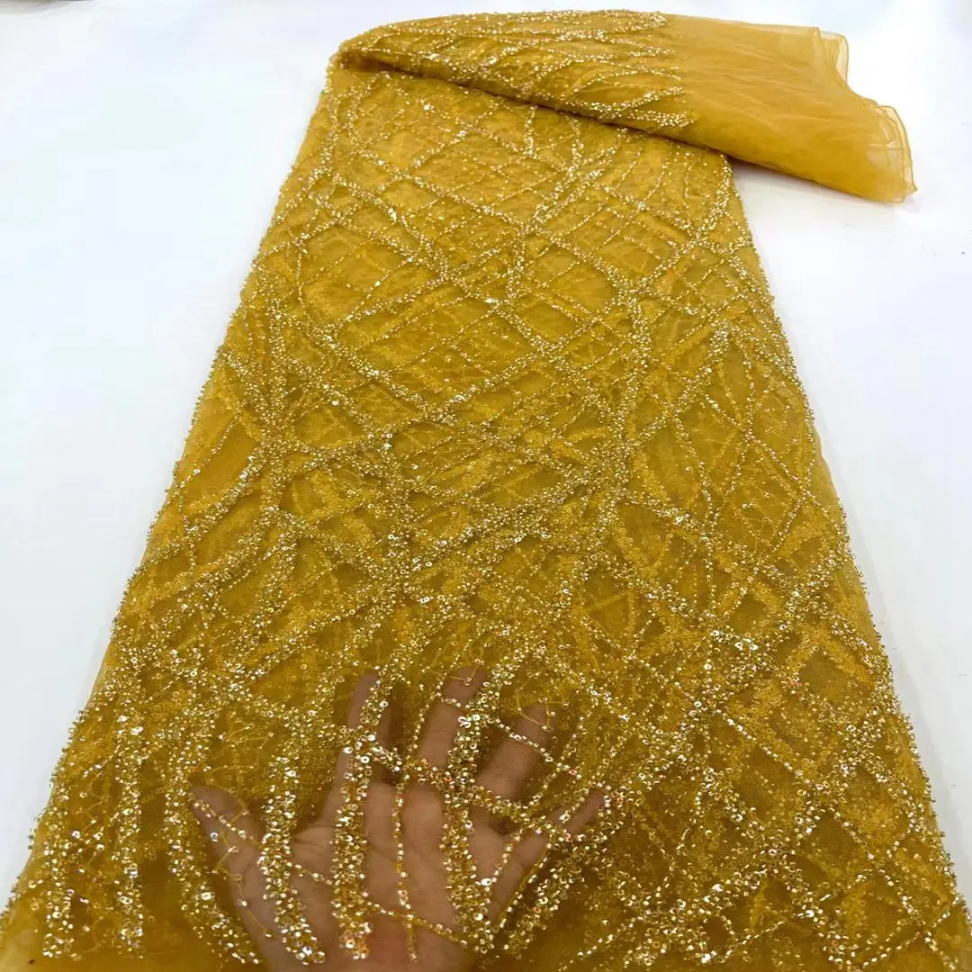 Hot-sale French textiles embroidery with sequin lace fabric suitable for sublimation