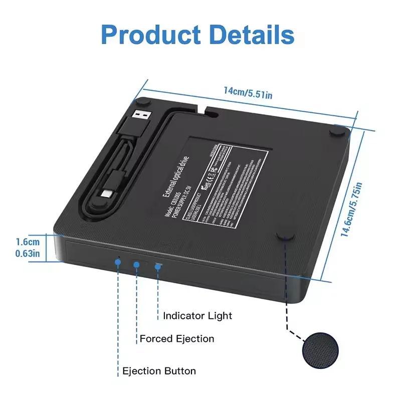 Latest  model supports SD/TF cd writer burners optical drive USB 3.0 External DVD player Card Reader Drive portable