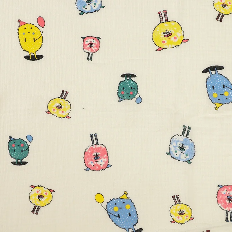 
Plaid Printed Cotton Crepe Fabric for Patchwork Breathable Double Gauze Cotton Seersucker Fabric for DIY Sewing Baby Cloth Mask 