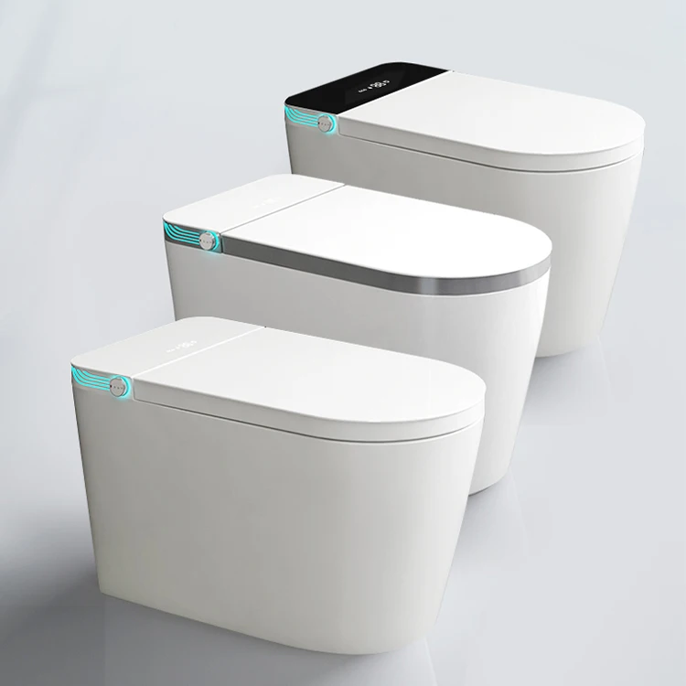 Modern sanitary ware P trap wc Floor Mounted Elongated Foot Sensor  bathroom intelligent smart toilet