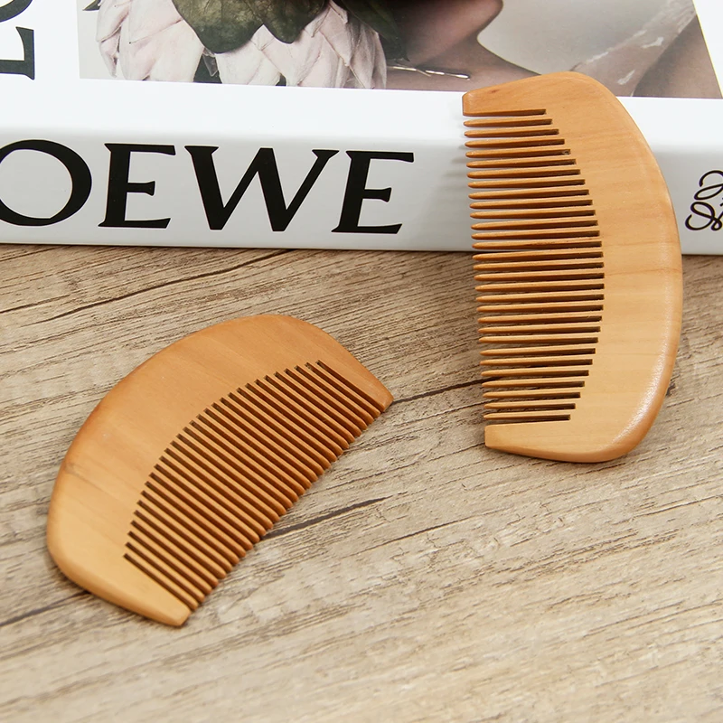 ECO-Friendly Natural Wood Detangling Hair Comb Custom Logo Portable Hair Extensions Beard Comb