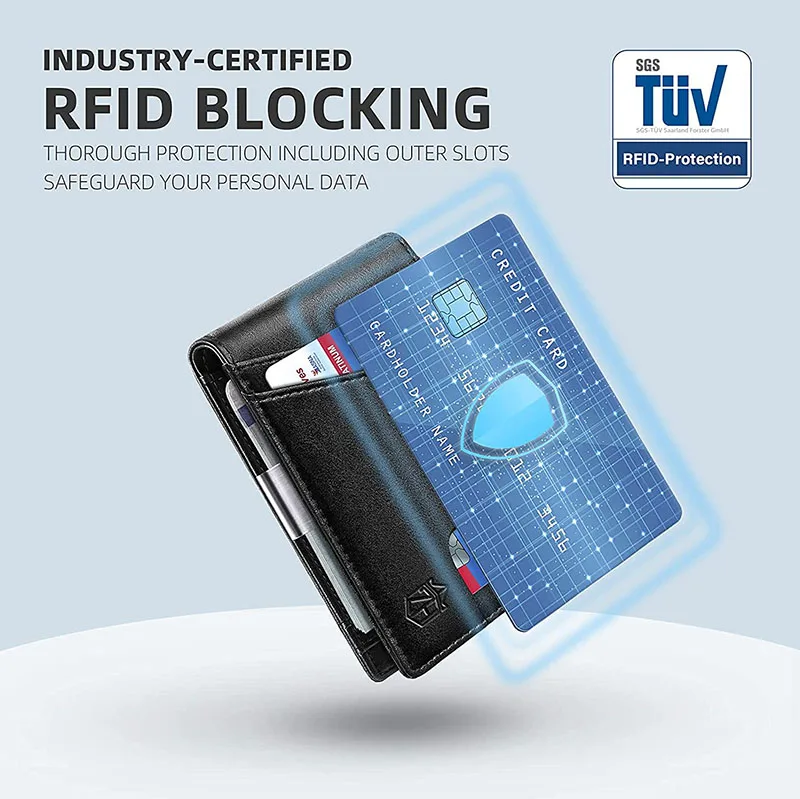 Вместительный бумажник Eime, может вмещать до 15 карт, ультратонкий двухслойный защитный RFID-бумажник с окошком для документов