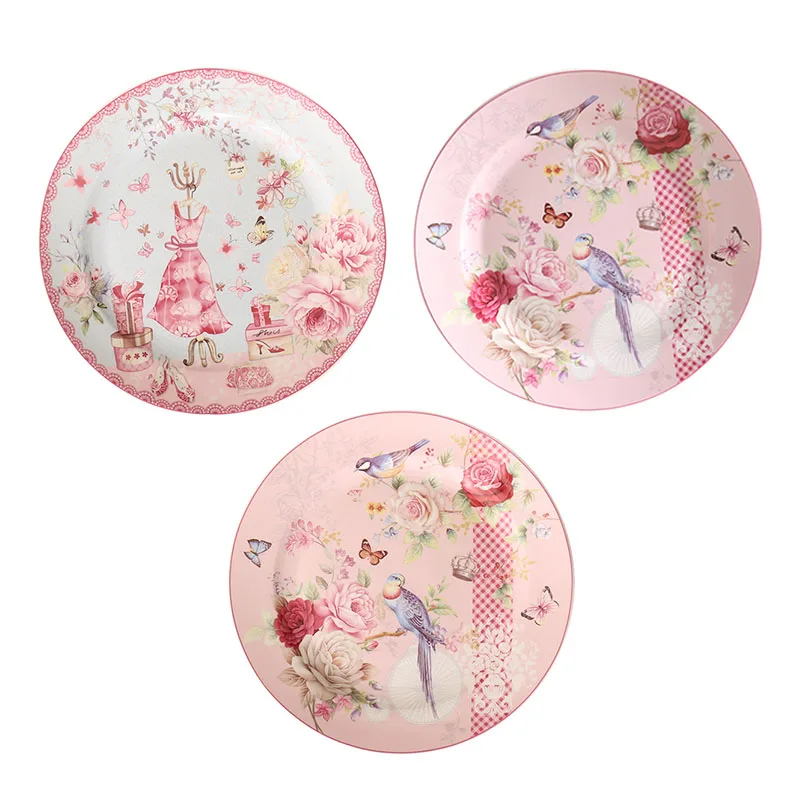 Pastoral Style Ceramic Tableware Steak Plate Cake Dish Ceramic Plate Porcelain