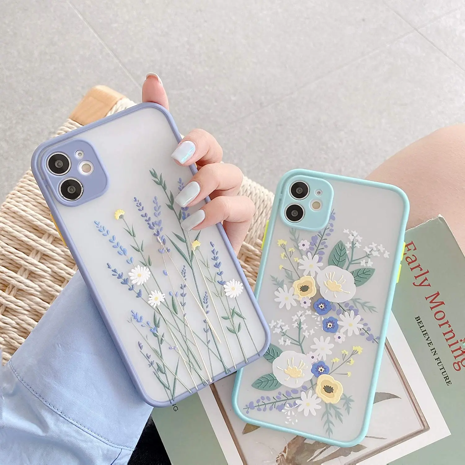 GOSTARRY Back Phone Cover Lavender Flower Case Floral Transparent Hard Tpu Bumper For Iphone 13 12 Pro Max