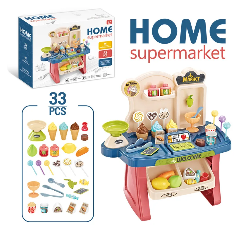 Factory Hot Selling Unisex Cash Register POS Machine Pretend Play Plastic Educational Toys Set for Kids