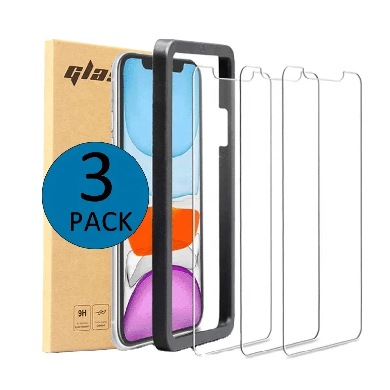 Лидер продаж на Amazon, 3 упаковки, розничная упаковка, Защита экрана для iPhone 12 HD 9H, прозрачное закаленное стекло для iPhone 11