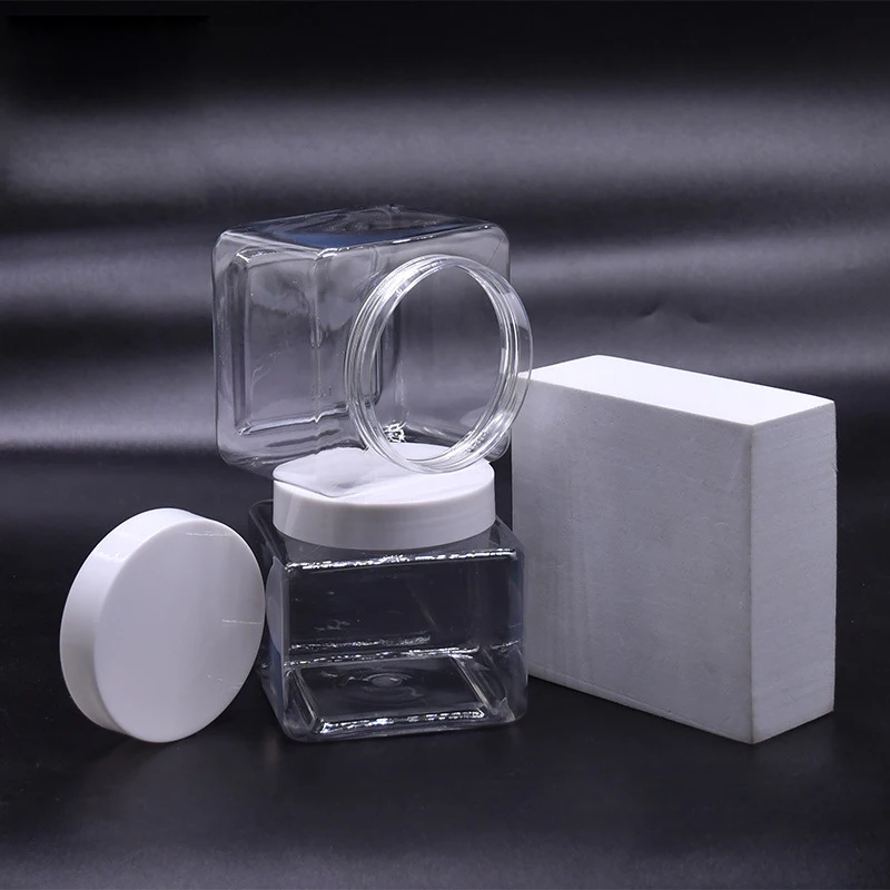 8oz 250ml square cosmetic PET scrub jar clear pots cosmetic body scrub container empty pet plastic jars