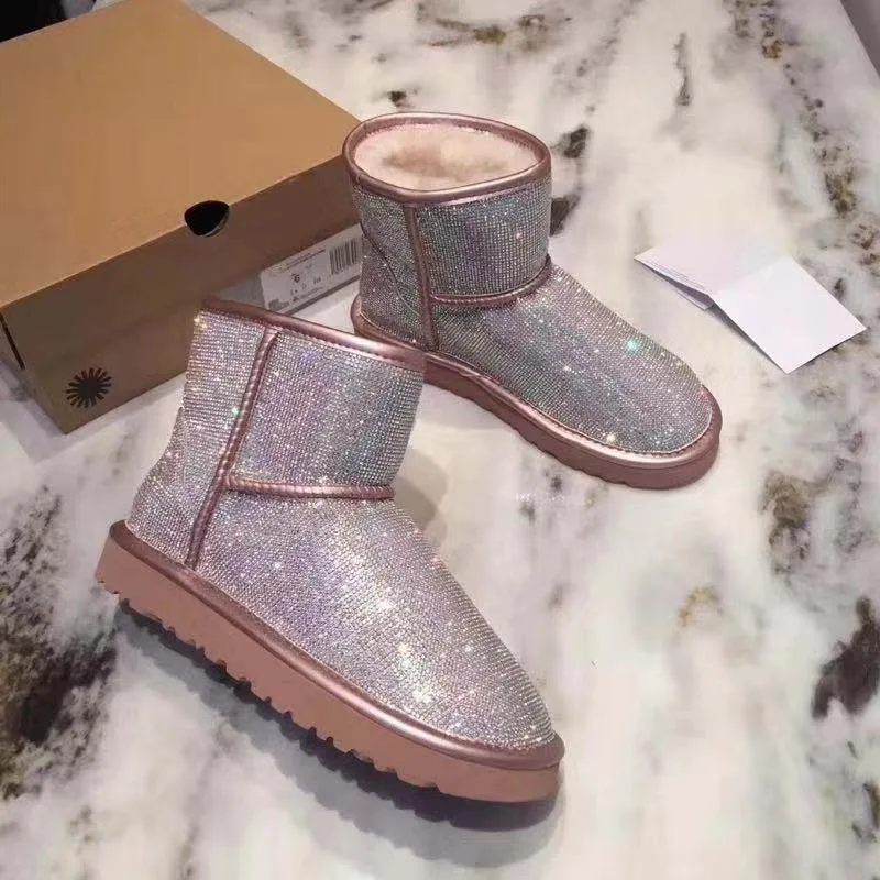 USA hot selling and high quality fashion glitter women boots sparkle ladies snow boots