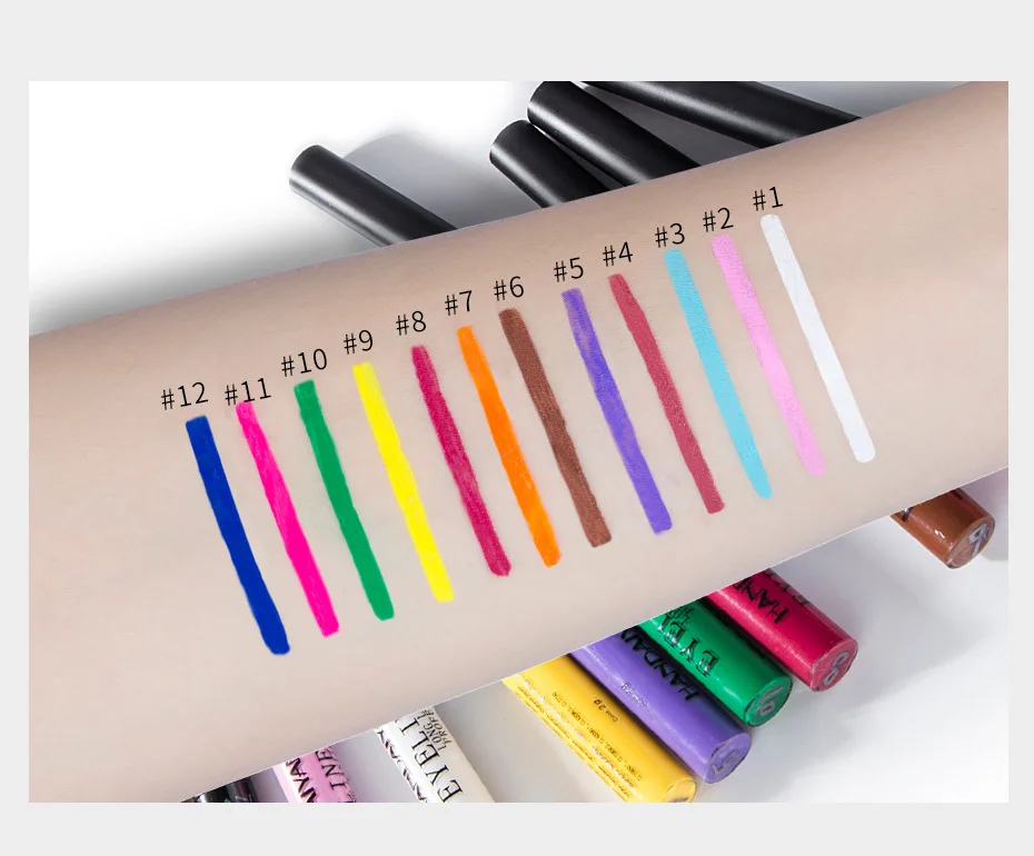 
1SET Waterproof colord Liquid eyeliner color delineadores de ojos glitter color WHITE Liquid Eyeliner Waterproof sweat resistant 