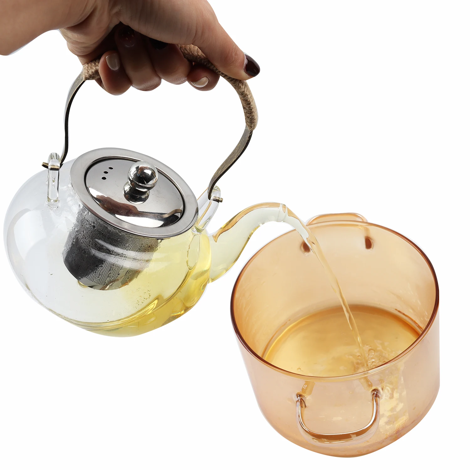 Hot Sales Food Grade  Clear Borosilicate Small Heat Resistant Glass Teapot With Tea Strainer  heat resistant pyrex glass teapot
