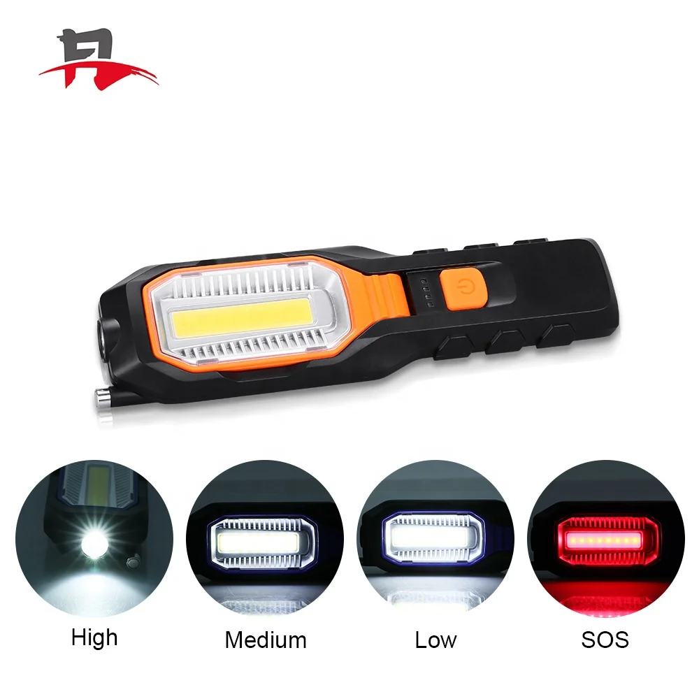 High Lumen Rechargeable And Adjustable Cob Worklight With Magnet, Hook And Usb Output Portable Outdoor Working Lamp