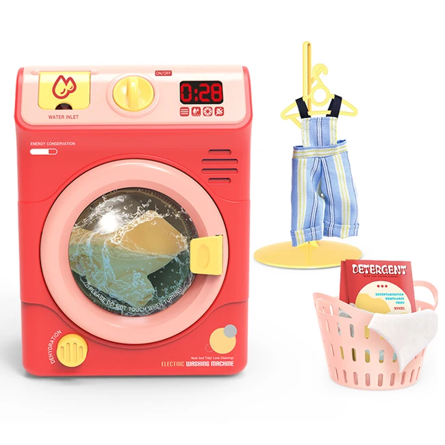 2024 Newest Products Electric Kids Washing Machine Toy With Red And Blue Sounds And Lights Household Appliances Toy For Kids