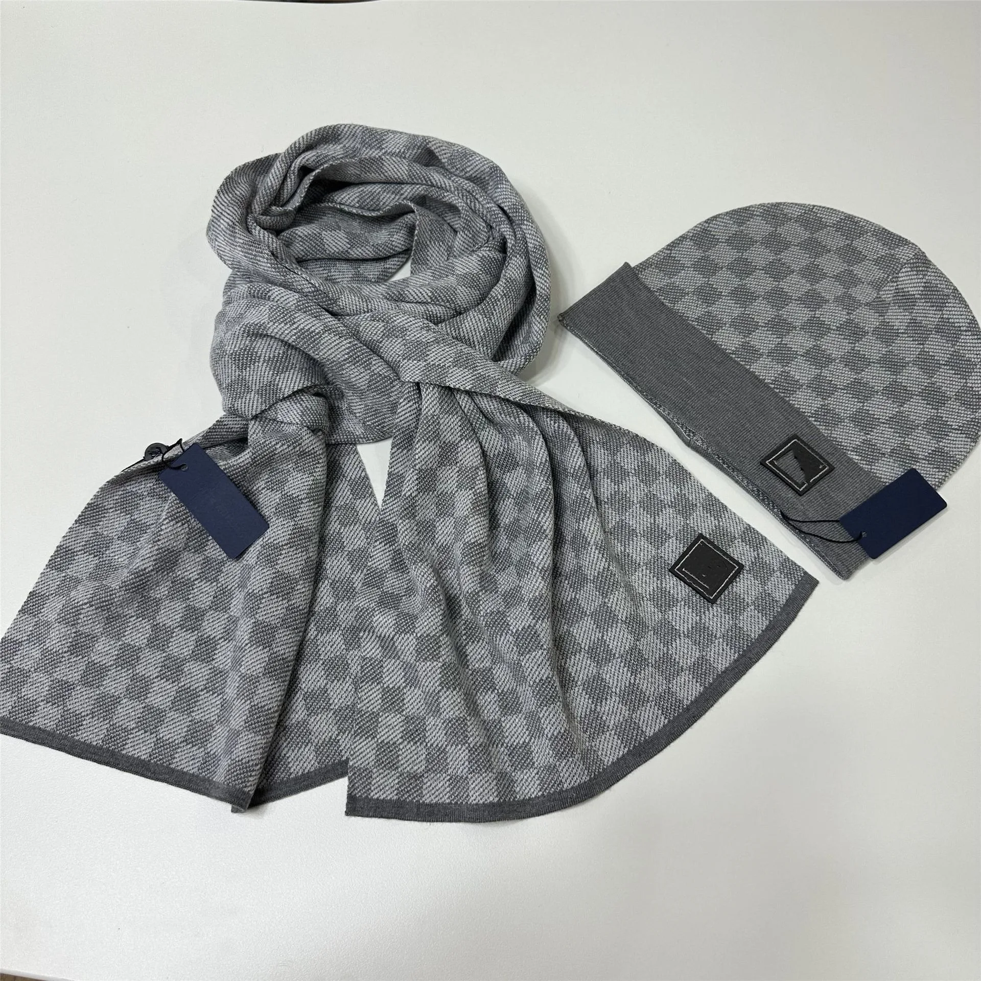 Wholesale Exclusive Design Fashion Embroidery Custom Knitted Hat Scarf Sets 100% Wool Winter Hat Knitted Hat And Scarf Set