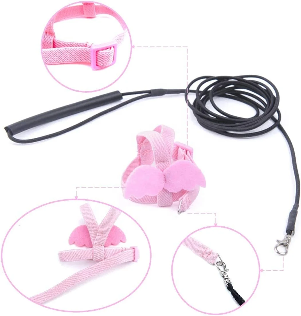 Adjustable Parrot Bird Harness Outdoor Flying Rope for Cockatiel Small Birds Cockatiel Monk Parakeet Conure Crested Myna