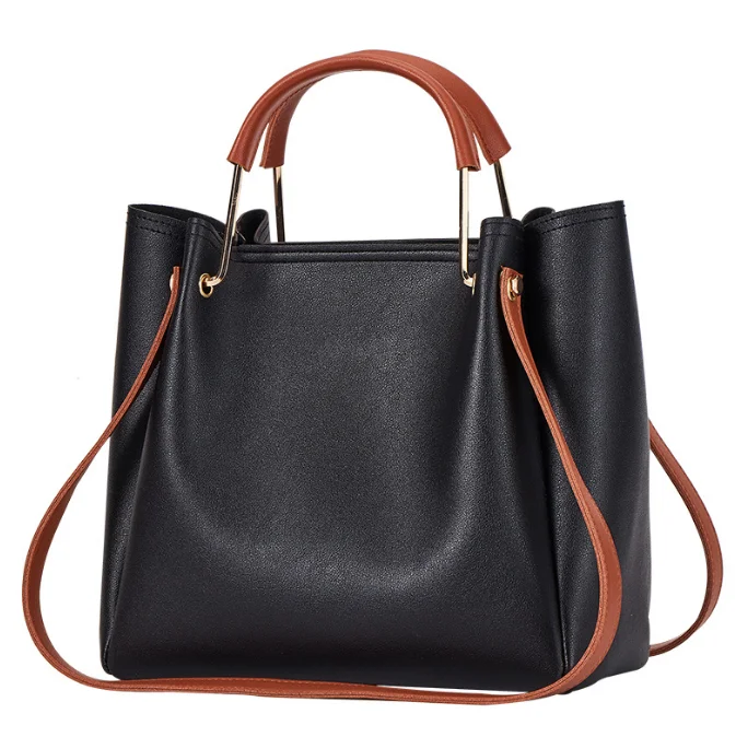 Wholesale PU Leather Shoulder Bag  Leather Tote Bag Pink Tote Bucket Bag Large Capacity Casual Work