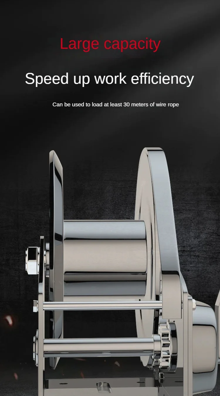 high speed Handle Boat Trailer Manual Gear Hand Crank Winch with Belt heavy duty hand winch brake stainless steel