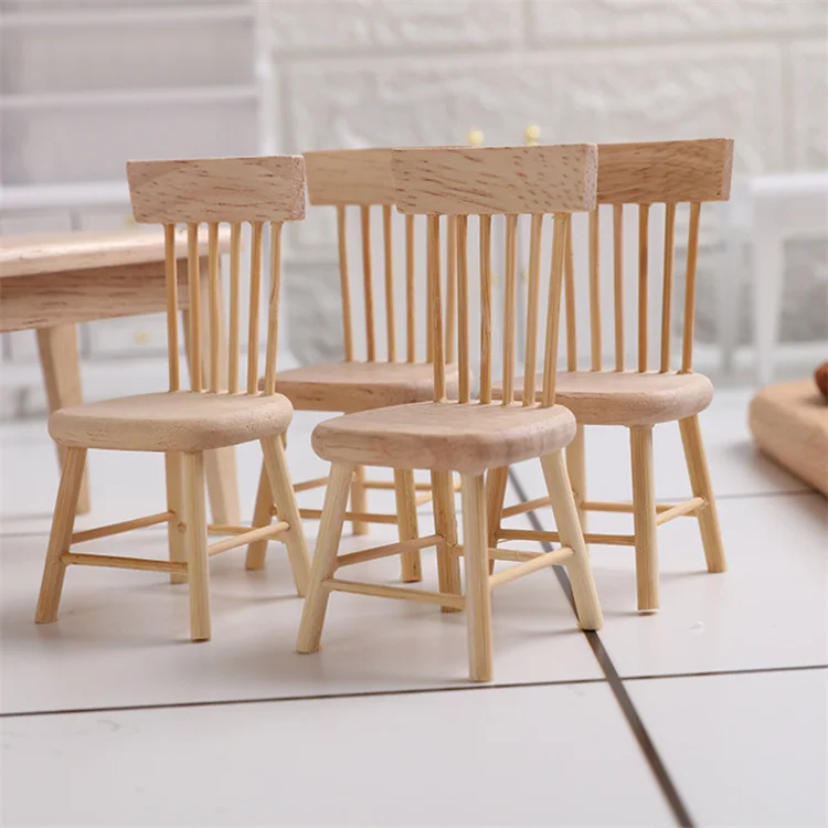 High Quality Solid Wood Miniature Furniture Wooden Chair for Kids Dollhouse