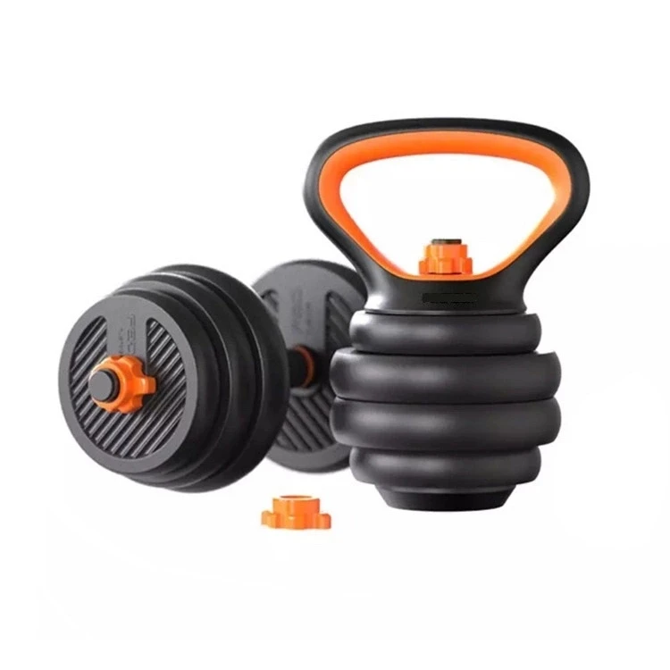 
New style 6 in 1 adjustable fitness equipment barbell set kettle bell combination suit dumbbell set 