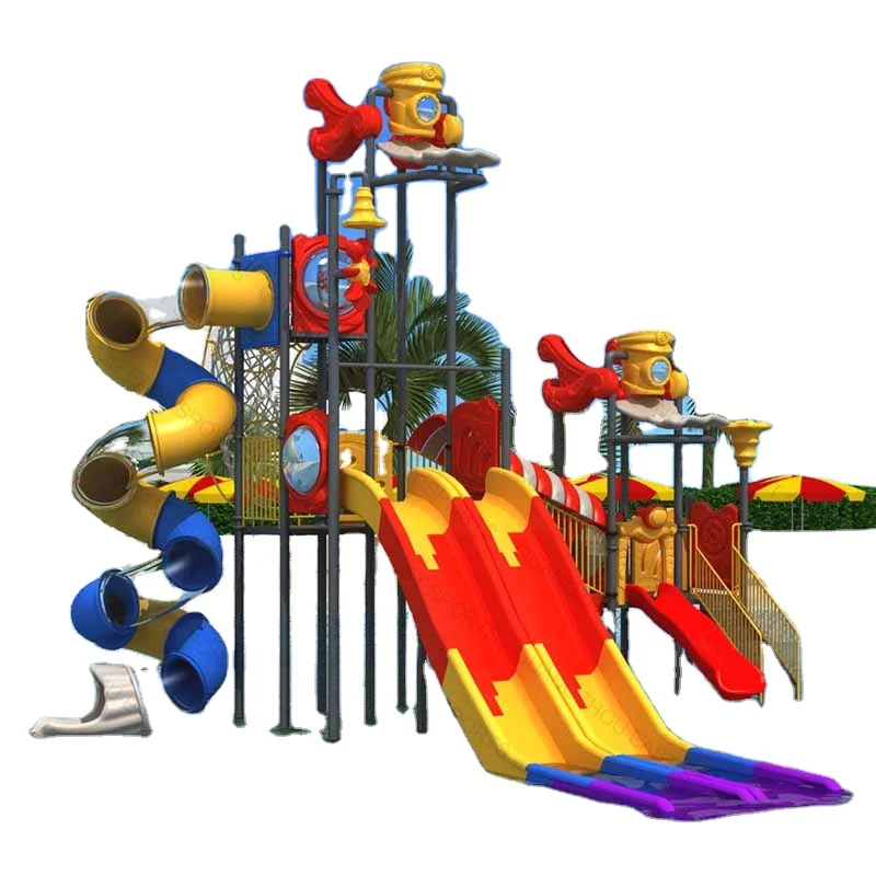 Beach spray hot selling plastic water park outdoor water play Aqualand sliders Canton Fair design