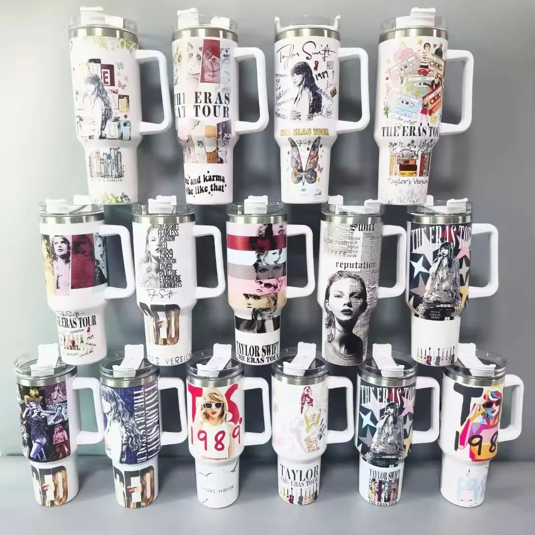 Taylor Thermos Cup swift 40oz Car bottle Large capacity thermal insulation cold handle Stainless Steel Tumbler