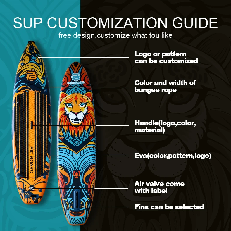 PIC BOARD custom portable stand up surfboards OEM China supplier with factory price sup board for ocean lake river