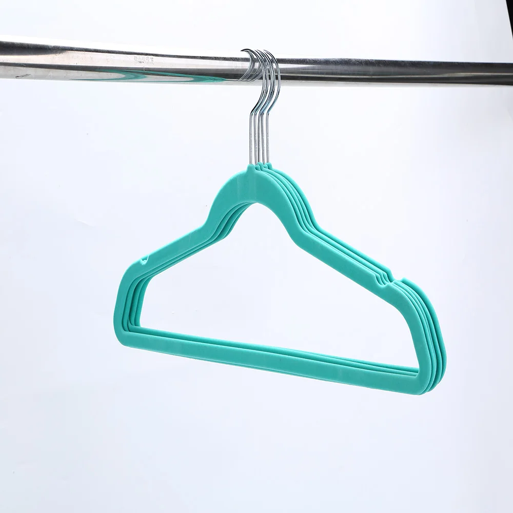 Plastic Blue Baby Velvet Kids Clothes Hangers Wholesale velvet plastic hanger with 360 Degree Swivel Hook