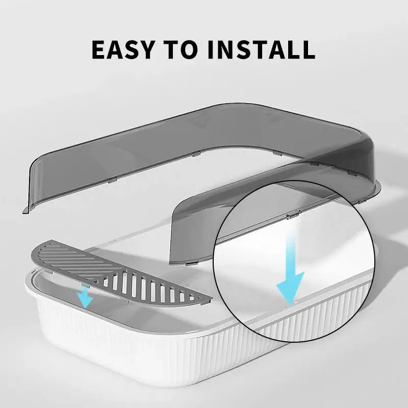 Wholesale Large Square Easy Cleaning Cat Litter Box Eco Friendly Plastic Cats Sandbox Toilet Cat Litter Box and Accessories