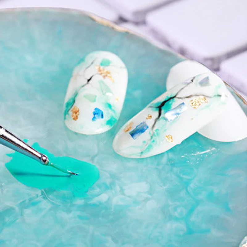 Supplier Crystal Tray Gold Round Plate Jade Natural Display Palette Nail Holder Art Stone Color Lash Polish Gel Resin Agate