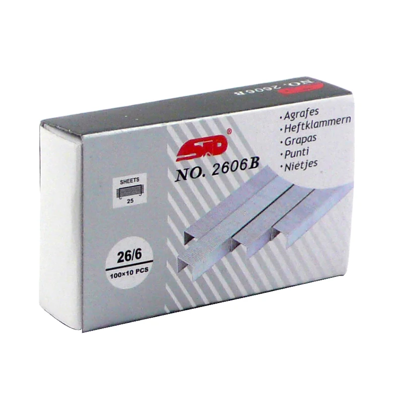 2606B Wholesale Office School Stationery 26/6 Staples for Paper Binding Galvanized Standard Silver Staples
